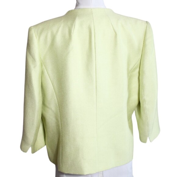 Jacque Vert SZ 16 Shantung Soft Lime Green Jacket 3/4 Sleeves - Picture 3 of 11